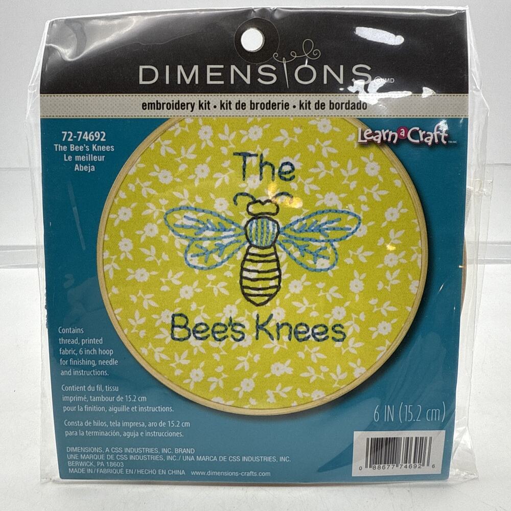 Dimensions Learn-A-Craft Embroidery Kit 6" Round-The Bees Knees-Stitched In Thre